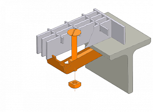 Зажим без верхней скобы для решеток с шагом 11 мм. (нижняя скоба+болт с высокой головкой +гайка)